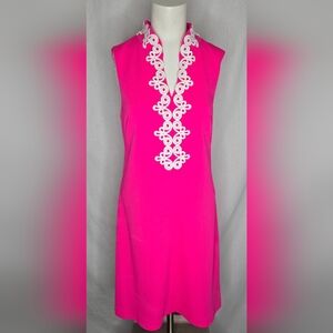 Vince Camuto Hot Pink Embroidered Soutache Shift Dress 10 NWOT